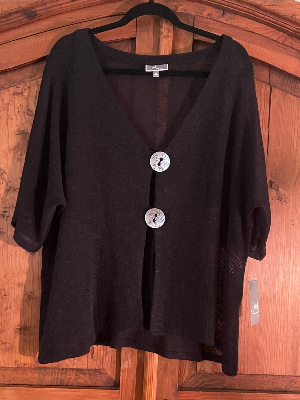 JM Collection v-neck short sleeve cardigan